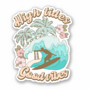 Pegatina High Tides Good Vibes Boho Retro Surf