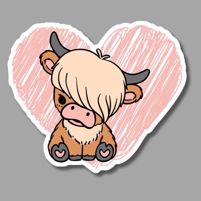 Pegatina Highland Cow Love Waterproof (Subido por el creador)