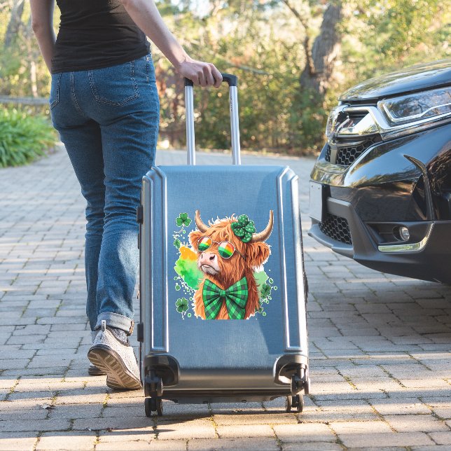 Pegatina Highland Cow St Patrick�s Png, Lucky Cow (Maleta Insitu)