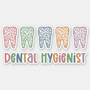 Pegatina Higienista dental   RDH Dentist Leopardo dental re