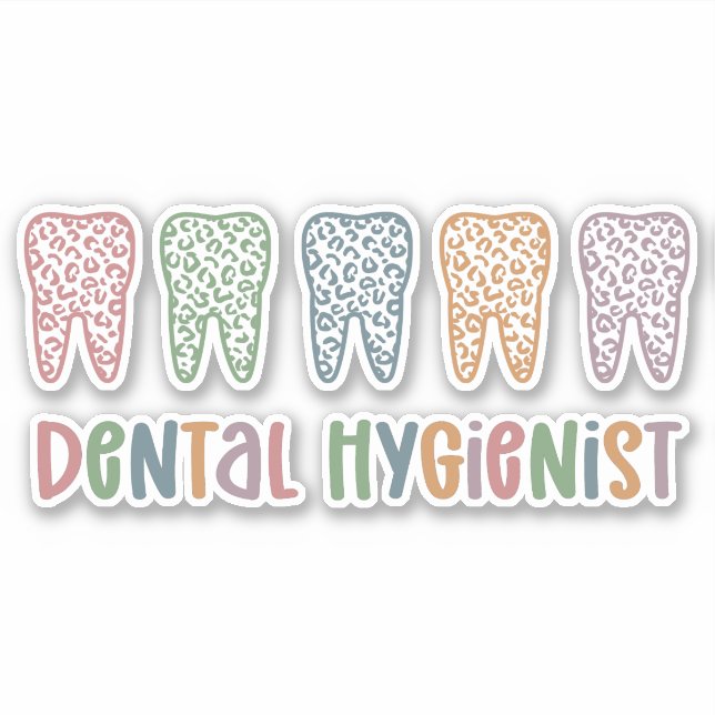 Pegatina Higienista dental | RDH Dentist Leopardo dental re (Anverso)