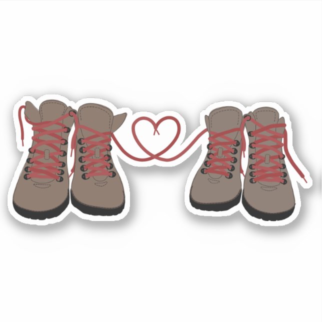 Pegatina Hiking Boots Hearts Love (Anverso)