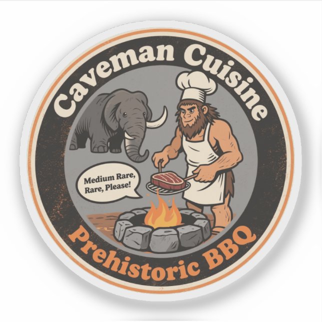 Pegatina Hilloresca parrillada prehistórica (Anverso)