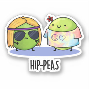 Pegatina Hip-peas Funny Hippie Peas Pun