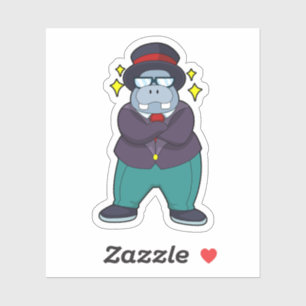 Pegatina Hipopótamo como novio con traje.PNG