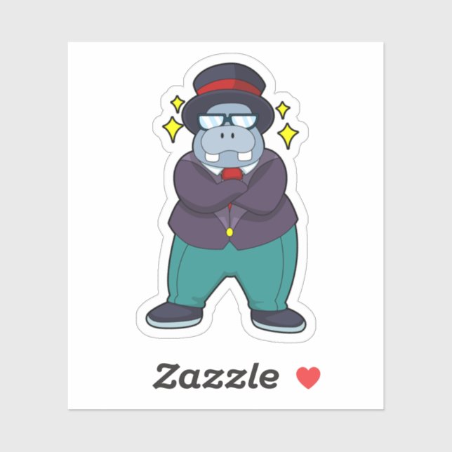 Pegatina Hipopótamo como novio con traje.PNG (Hoja)