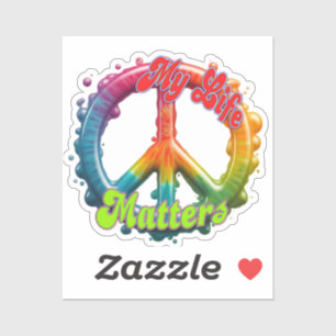 Pegatina Hippie Amor Paz La Vida Importa Personalizado