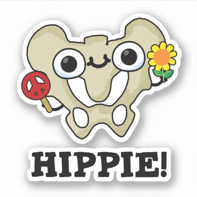 Pegatina Hippie Gracioso Hip Bone Pun (Anverso)