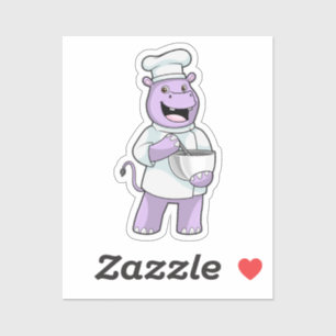 Pegatina Hippo como chef con Bowl