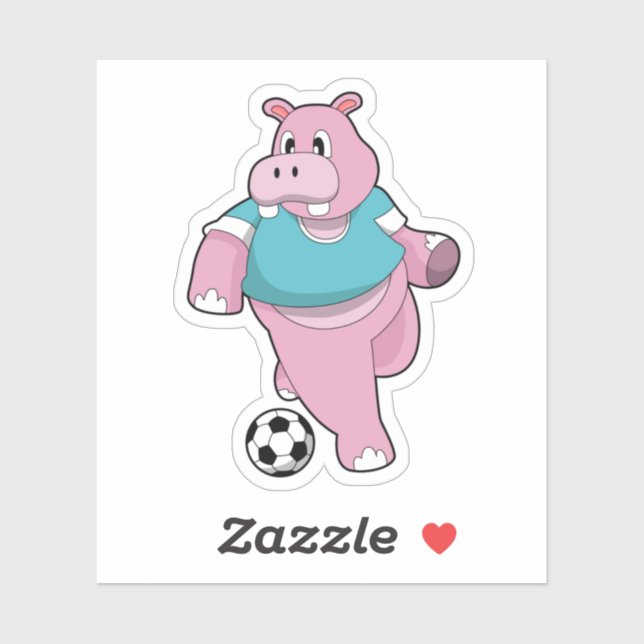 Pegatina Hippo como jugador de fútbol con Soccer.PNG (Hoja)