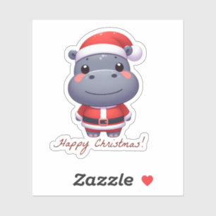 Pegatina hippo de la cláusula santa, hippo divertido