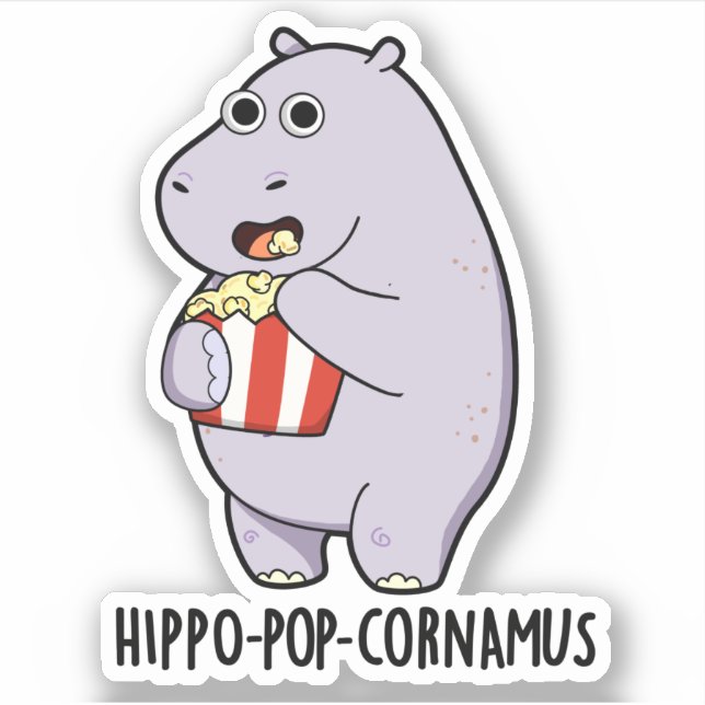 Pegatina Hippo-pop-cornamus Funny Hippo Pun (Anverso)