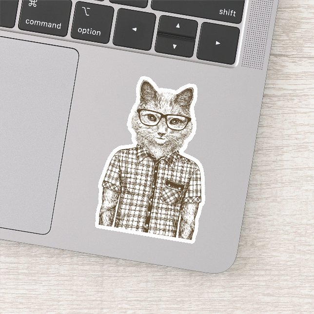 Pegatina Hipster Cat (Detalle)