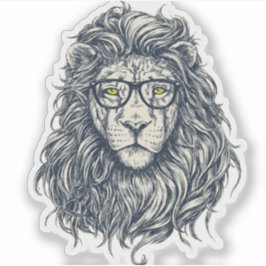 Pegatina Hipster Lion with Glasses Sticker | Cool Geek King