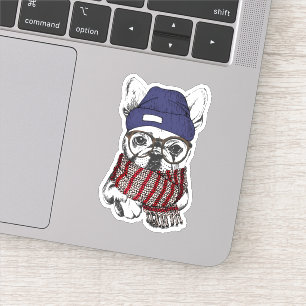 Pegatina Hipster Perro Bull francés