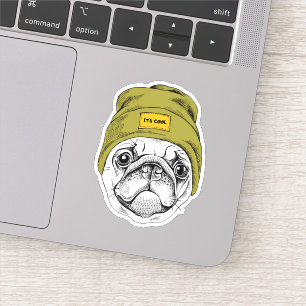 Pegatina Hipster Pug  Es Guay