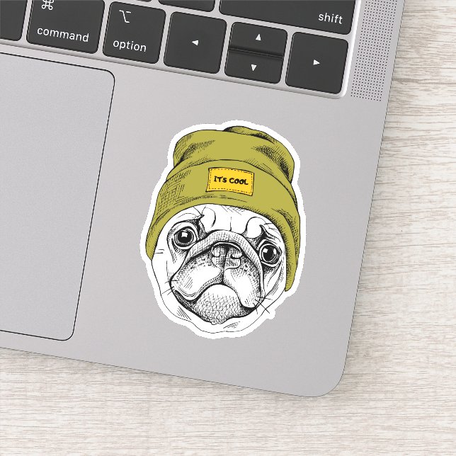 Pegatina Hipster Pug | Es Guay (Detalle)