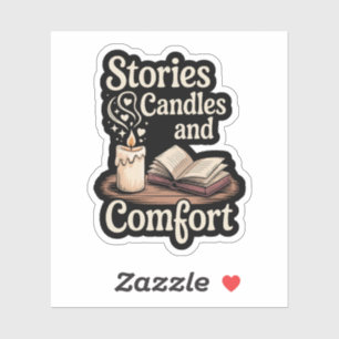 Pegatina Historias, Velas y Confort: lectura acogedora