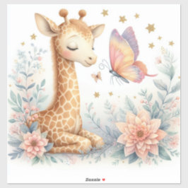 Pegatina Historieta Woodland Babies Giraffe Butterfly
