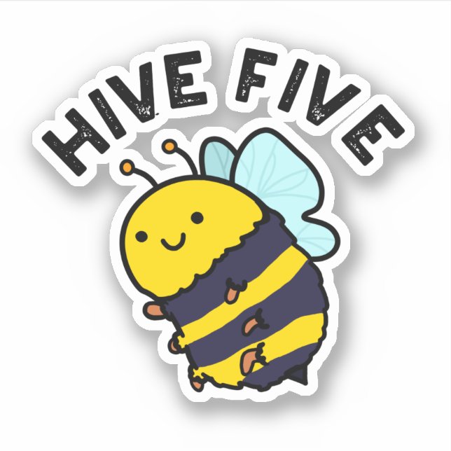 Pegatina Hive Five Funny High Five Bee Pun (Anverso)