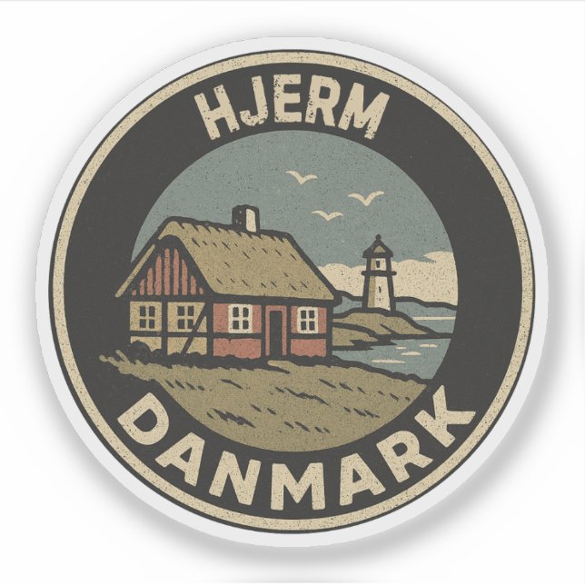 Pegatina Hjerm, Dinamarca Danmark  (Anverso)