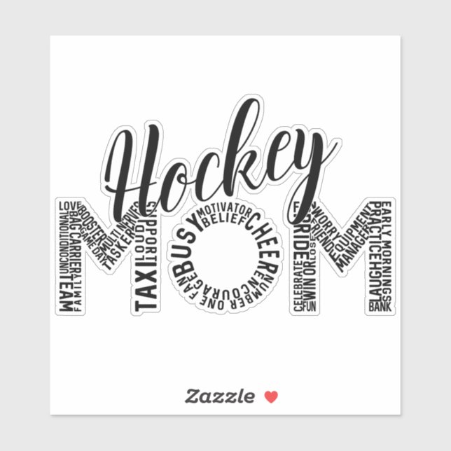 Pegatina Hockey Mamá Word Art (Hoja)