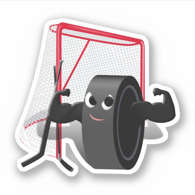 Pegatina Hockey Puck and Goal Net Sports (Anverso)