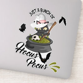Pegatina Hocus Pocus Cat Brewing Potion Cauldron Magic