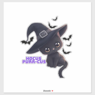 Pegatina Hocus Purr-cus Gato Negro Lindo Arte de Halloween
