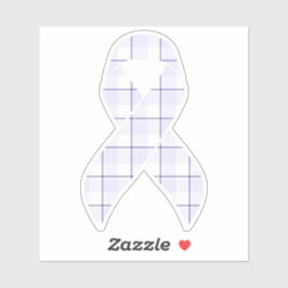 Pegatina Hodgkin's Lymphoma Awareness Plaid Lavender Ribbon