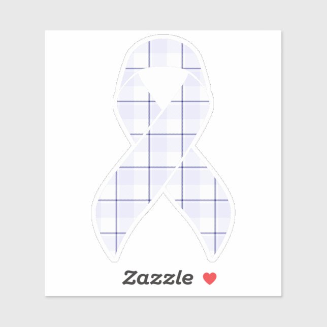 Pegatina Hodgkin's Lymphoma Awareness Plaid Lavender Ribbon (Hoja)