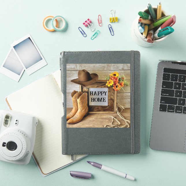 Pegatina Hogar Feliz Vaquera Estilo Vaquero Con Botas De Va (Funda para iPad)