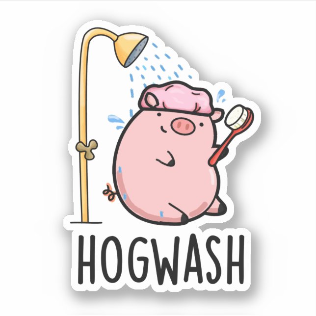 Pegatina Hogwash Funny Pig Pun (Anverso)