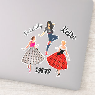 Pegatina Hoja/6 Polka-Dot 1950 Retro Rockabilly Women