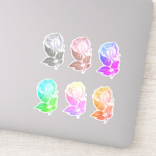 Pegatina Hoja de 6 Un dibujo simple Rosa de esbozo dividido