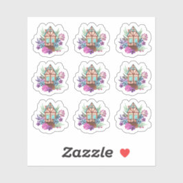 Pegatina Hoja de acuarela de cabaña floral de Moda rústica 