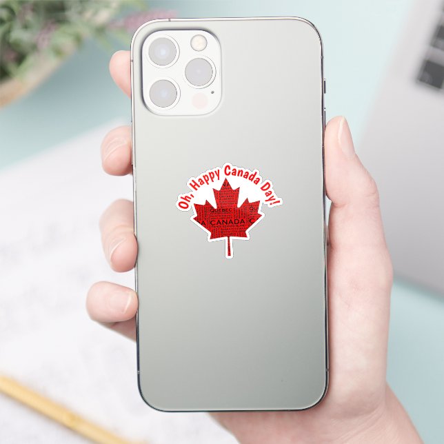 Pegatina Hoja de Arce Canadiense con Texto (Teléfono)