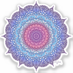 Pegatina Hoja de Flor Púrpura Mandala