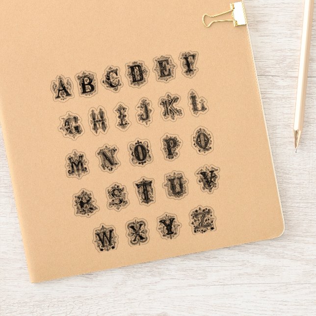 Pegatina Hoja de letras de bloque de alfabetos negros/corte (Cuaderno)