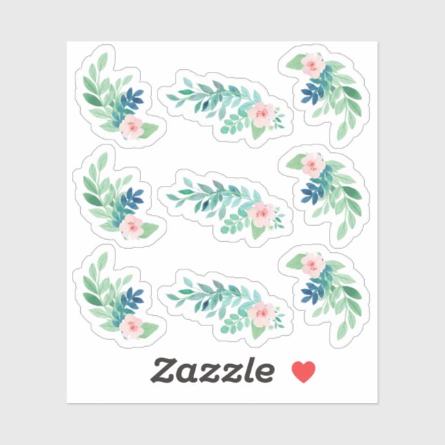 Pegatina Hoja de Planeamiento Botánico de Pansy Floral Wate (Hoja)