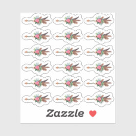 Pegatina Hoja de planeamiento floral de plumas bohemias rus