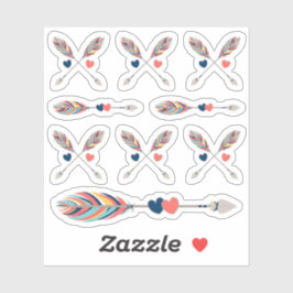Pegatina Hoja de Planes de Flechas y Corazones Cruzadas de