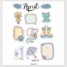 Pegatina Hoja de Stickers de Abril – Días Lluviosos
