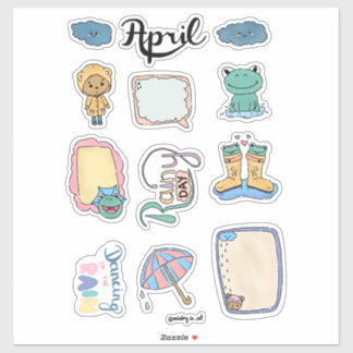 Pegatina Hoja de Stickers de Abril – Días Lluviosos