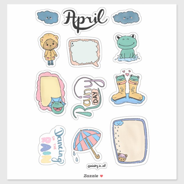 Pegatina Hoja de Stickers de Abril – Días Lluviosos (Hoja)