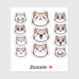 Pegatina Hoja de Stickers de Expresiones Faciales de Gato A