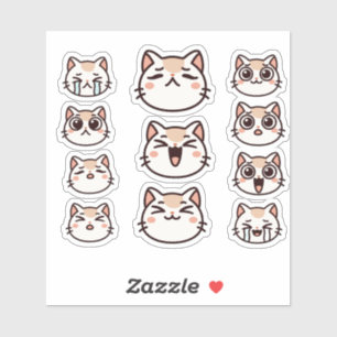 Pegatina Hoja de Stickers de Expresiones Faciales de Gato A