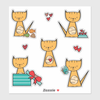 Pegatina Hoja de Stickers de Gato Adorable | Stickers de An