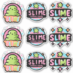 Pegatina Hoja de stickers de logotipos de slime coloridos