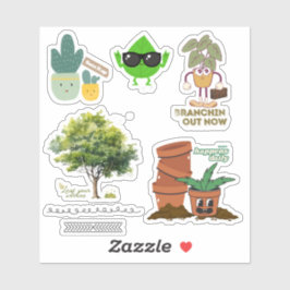 Pegatina Hoja de Stickers para Amantes de Plantas—Mezcla Di